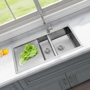 Double Kitchen Sink with Drainboard