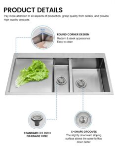 Double Kitchen Sink with Drainboard in Multiple Finish Options JSD10051-N 2 Double Kitchen Sink with Drainboard