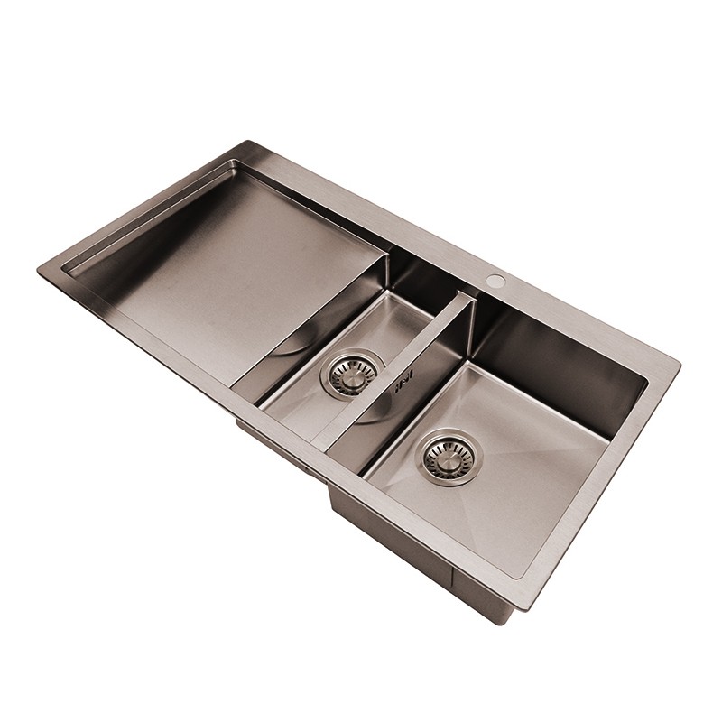 Home 45 Double Kitchen Sink with Drainboard