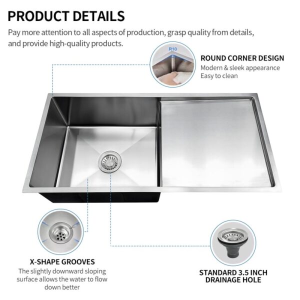 drainboard stainless steel sink