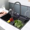 elegant waterfall kitchen sink