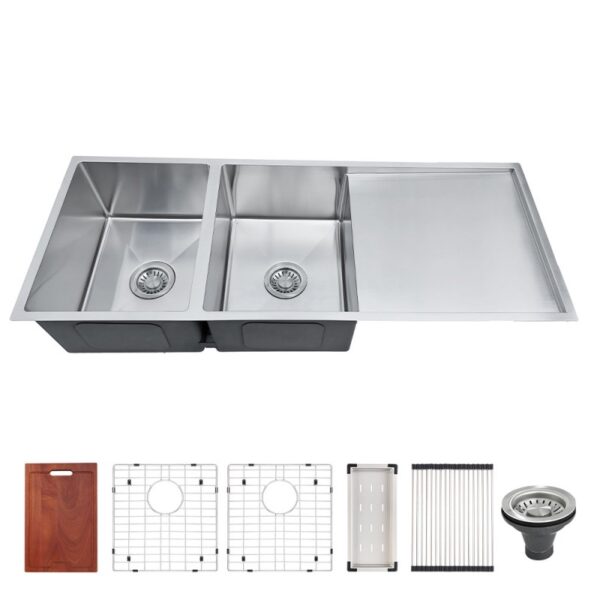 stainless steel sink with drainboard