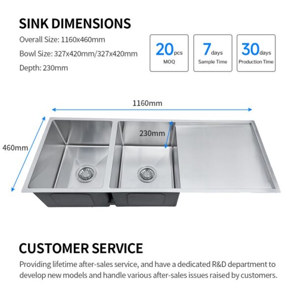 stainless steel sink with drainboard