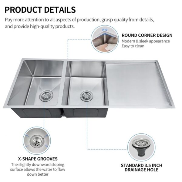stainless steel sink with drainboard