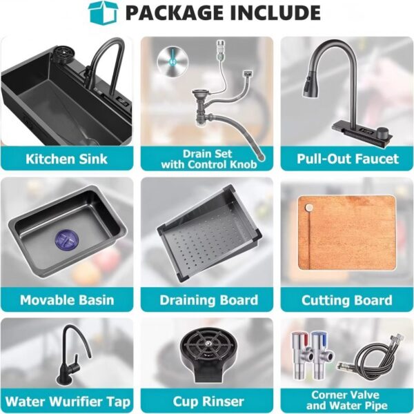 waterfall kitchen sink