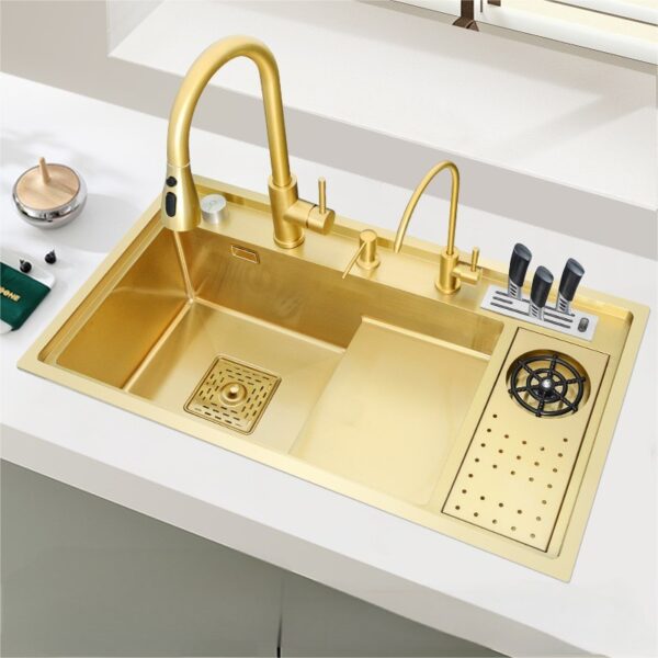 gold stream multifunctional waterfall kitchen sink