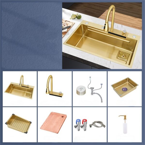 gold stream multifunctional waterfall kitchen sink