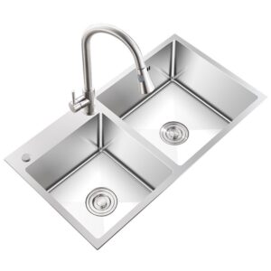 Compact Stainless Steel Sink Counter with 210mm Deep Basin JSD7843 2 Stainless Steel Sink Counter