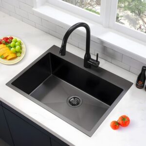 Embossed Black Stainless Steel Single Sink