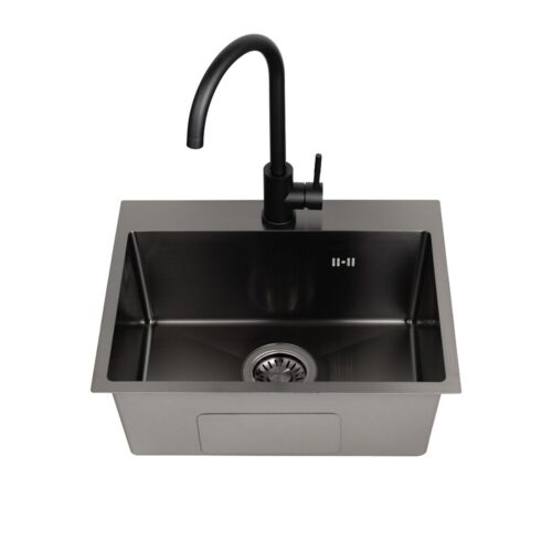 Embossed Black Stainless Steel Single Sink