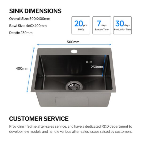 Embossed Black Stainless Steel Single Sink