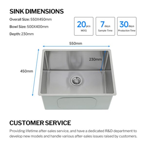 Embossed Single Bowl Undermount Sink