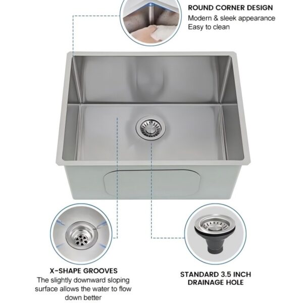 Embossed Single Bowl Undermount Sink
