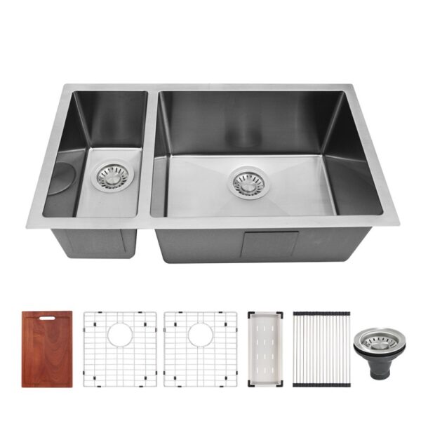 Undermount double-plate kitchen sink