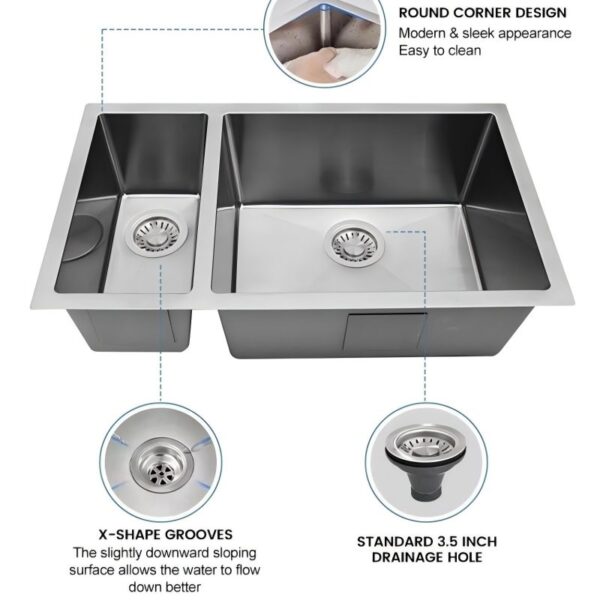 Undermount double-plate kitchen sink