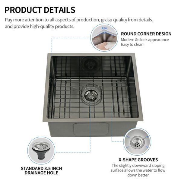 black stainless steel sink undermount