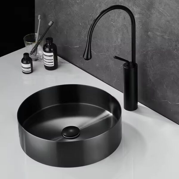 round stainless steel sink
