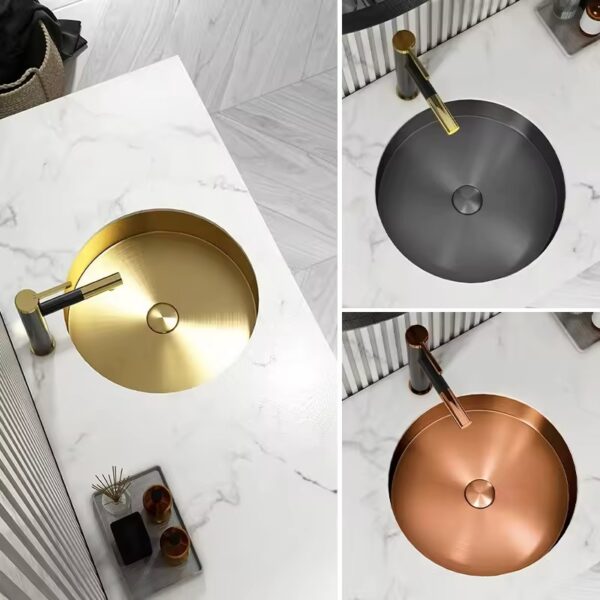 round stainless steel sink