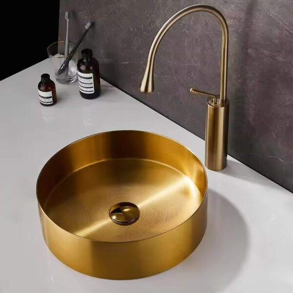 round stainless steel sink