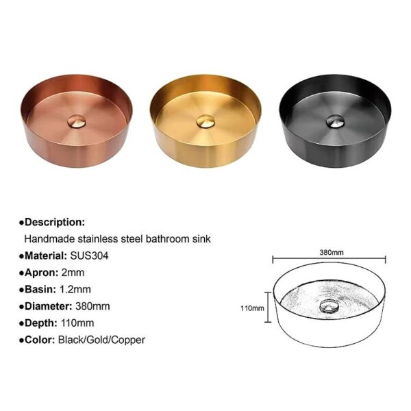 round stainless steel sink