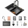 PVD Black Nano Waterfall Workstation Sink