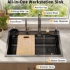 PVD Black Nano Waterfall Workstation Sink
