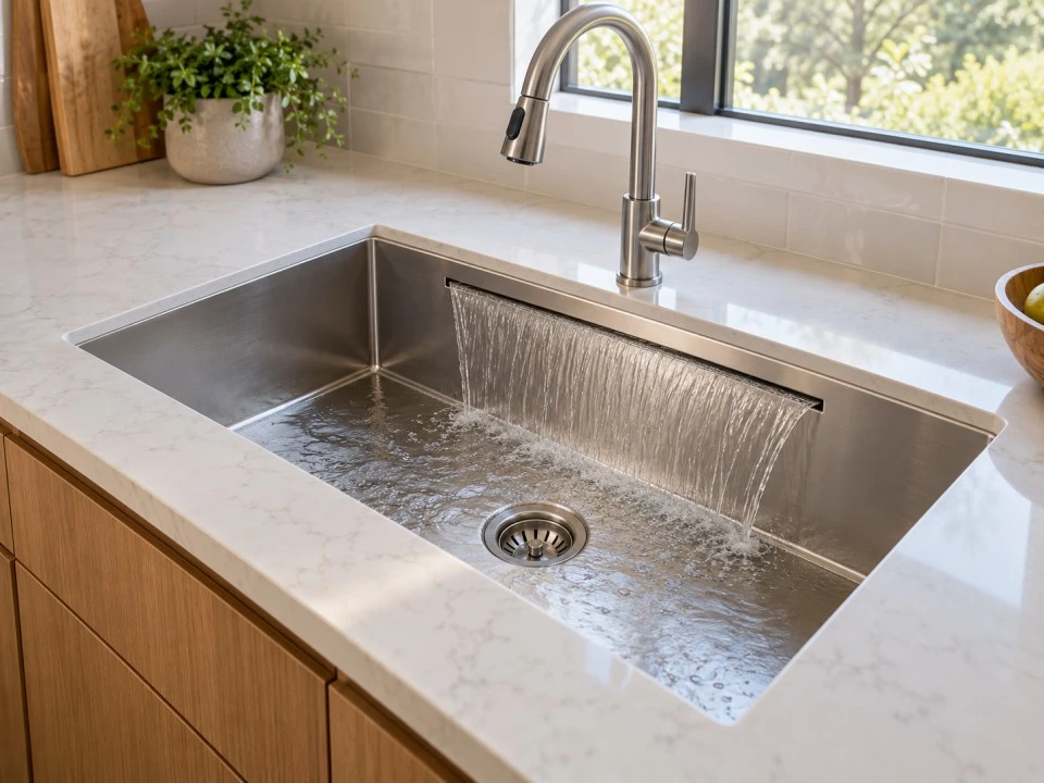 Stainless_steel_waterfall_sink_with_a_wide_water_curtain_and_pull-out_faucet_in_a_modern_kitchen